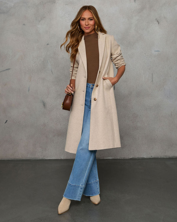 Breezy City Fall Pocketed Coat Oatmeal