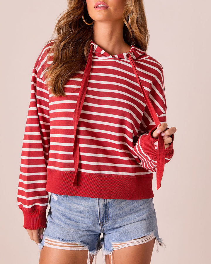 Farrien Striped Hooded Drawstring Sweater