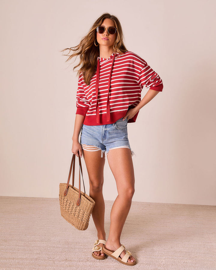 Farrien Striped Hooded Drawstring Sweater