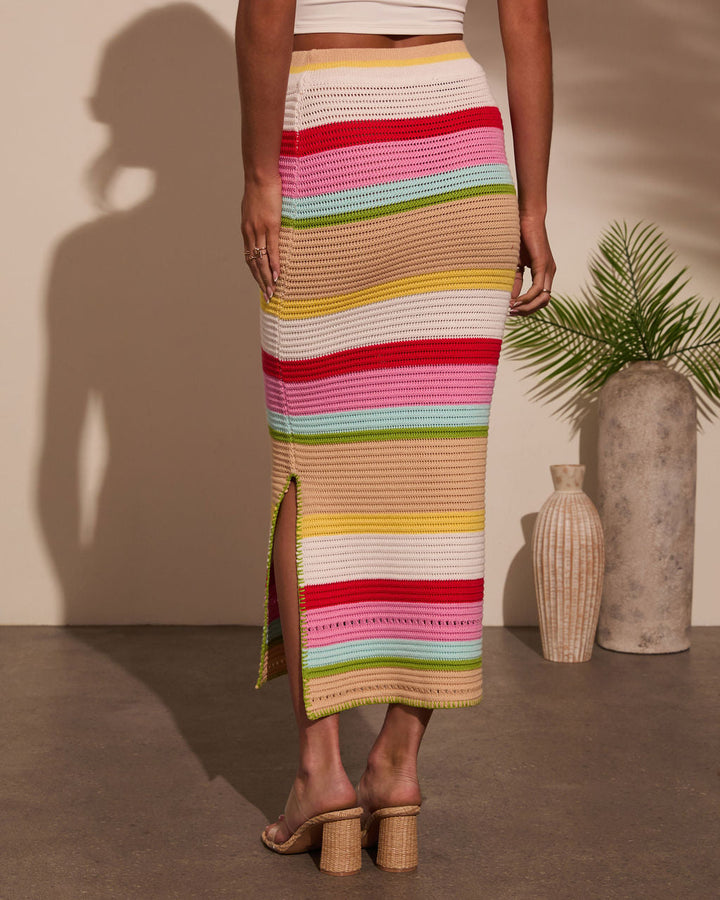 Yessenia Striped Crochet Midi Skirt