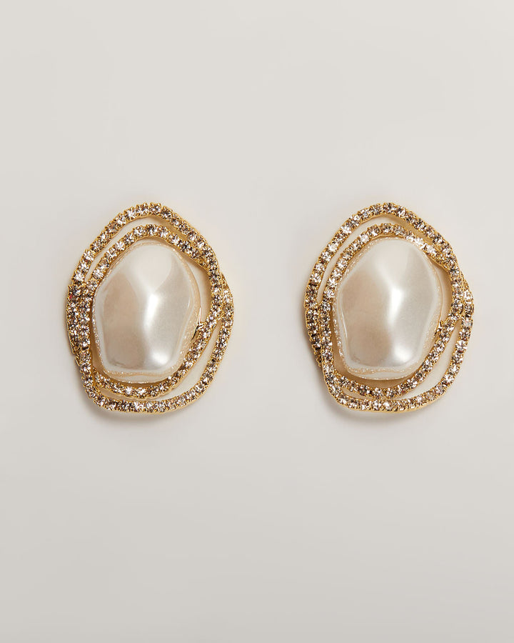 Oceanic 18k Gold Plated Pearl Stud Earrings
