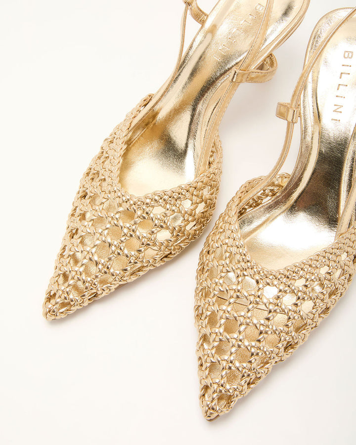 Mira Woven Pointed Toe Slingback Pumps