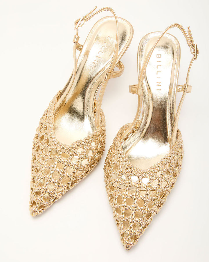 Mira Woven Pointed Toe Slingback Pumps