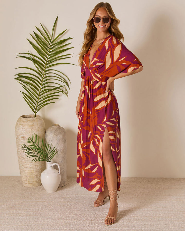 Erin Printed Kimono Sleeve Maxi Dress