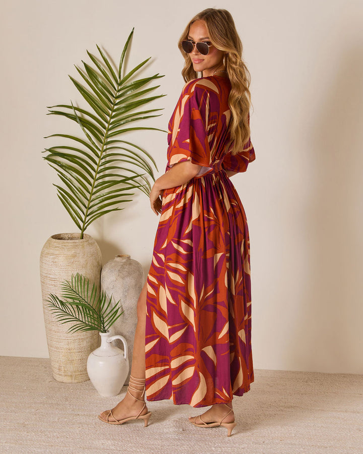 Erin Printed Kimono Sleeve Maxi Dress
