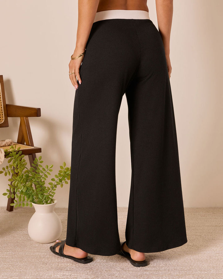 Tricia Contrast Waist Wide Leg Pants