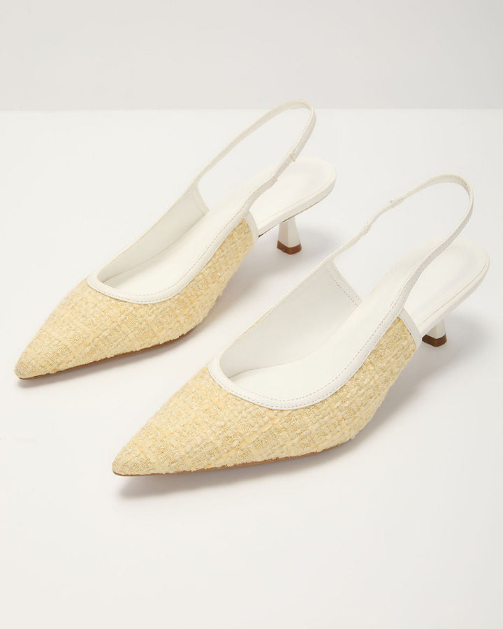 Poised Moment Tweed Slingback Kitten Heels