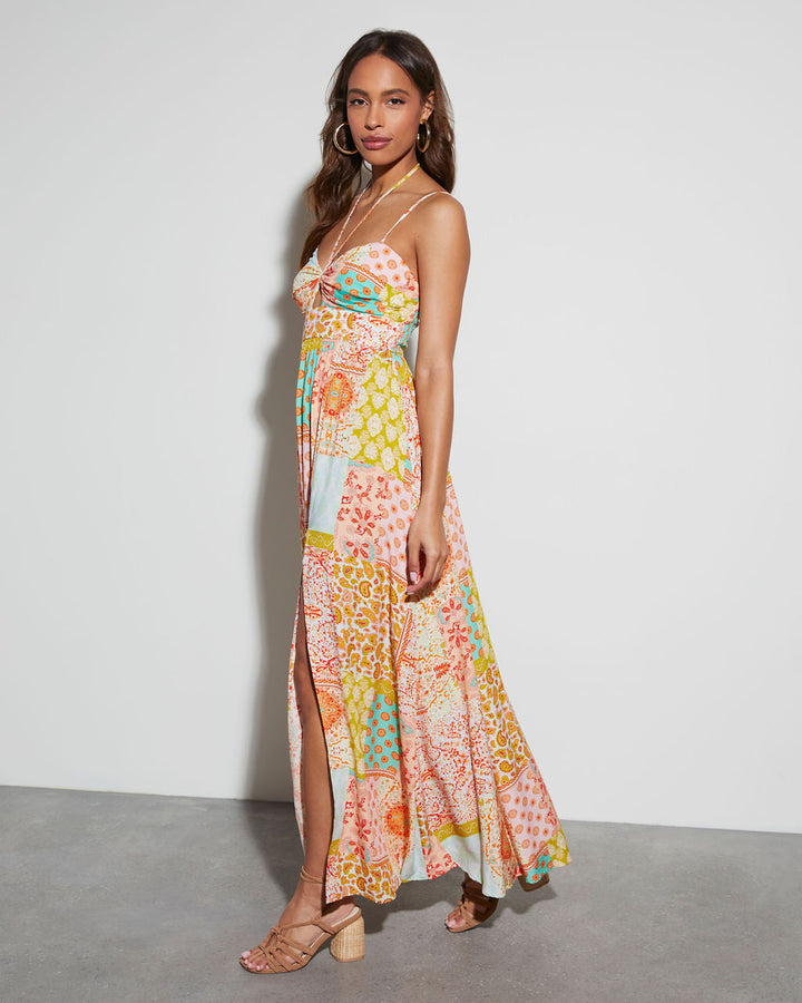 Tropical Tango Sweetheart Maxi Dress Tangerine Multi