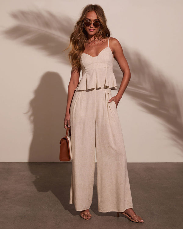 Pipper Pleated Linen Pant Oatmeal