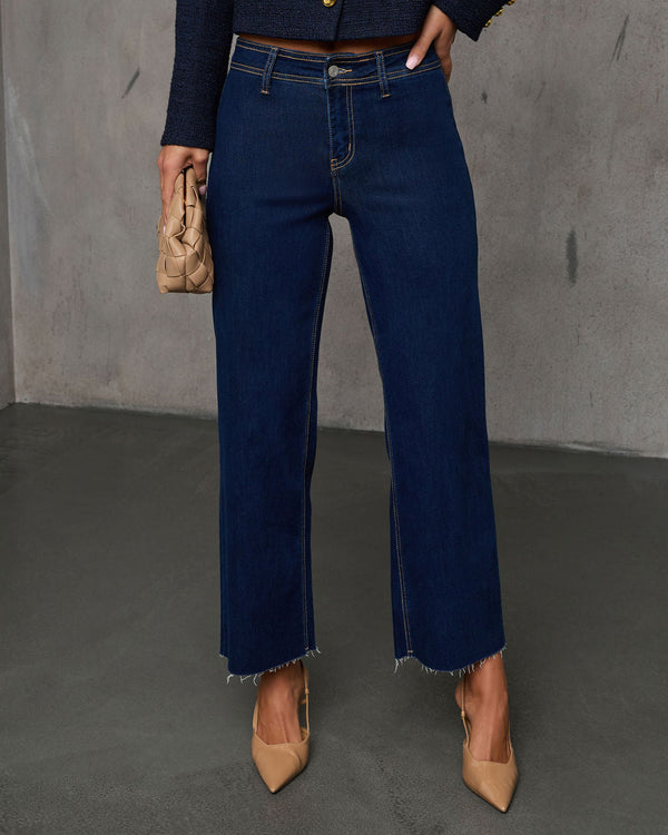 Close Encounter Super Stretch High Rise Wide Leg Denim Dark Wash