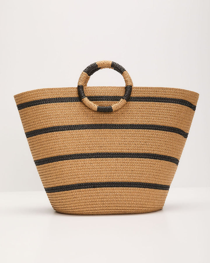 Lets Get Away Striped Straw Tote