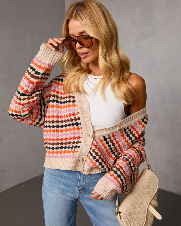 Before the Chill Abstract Cardigan Cream Multi