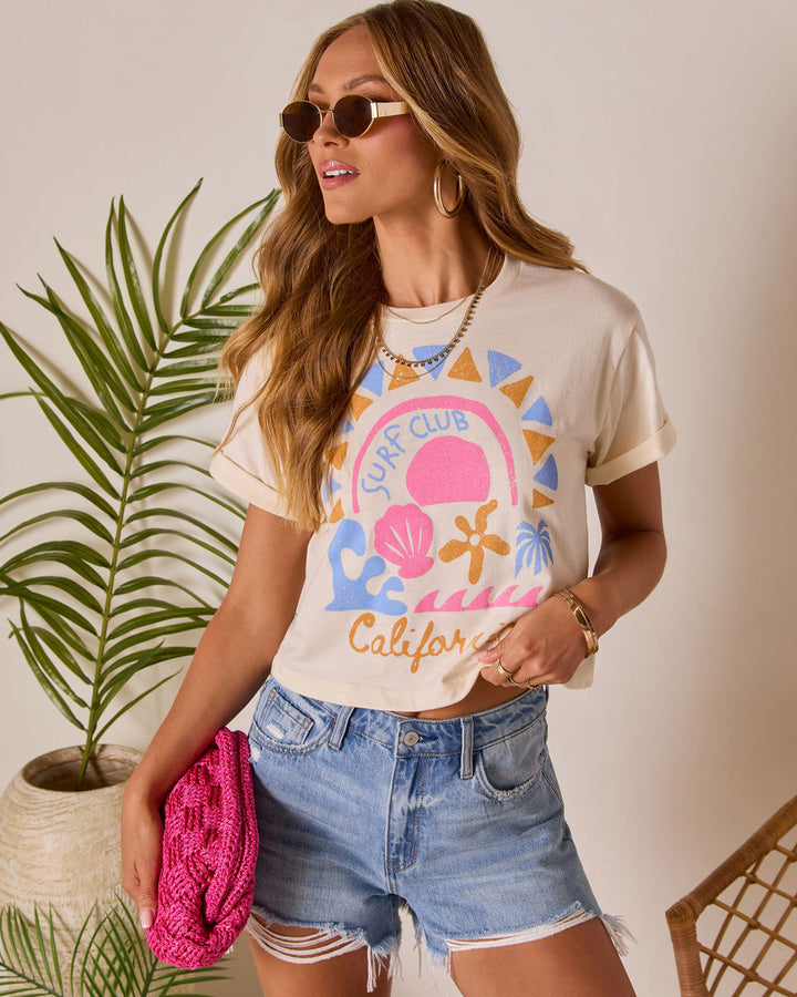 Surf Club California Short Sleeve Graphic Tee Cream