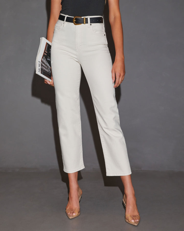 Erika Stretch Slim Straight High Rise Jean White