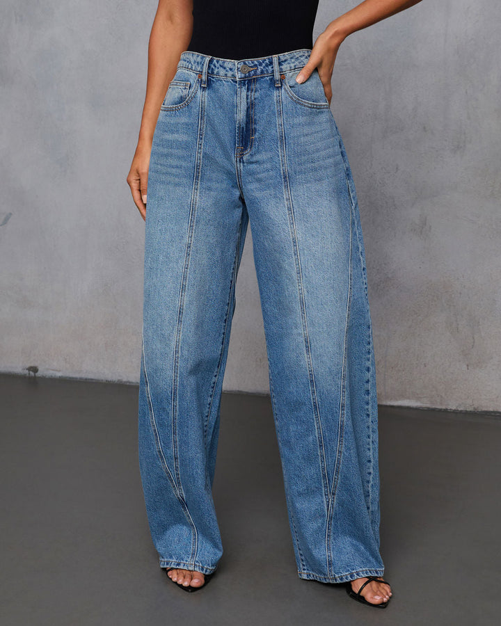 Horseshoe Rigid Pintuck Barrel Jeans