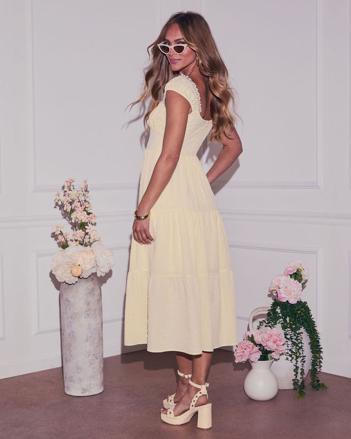 Zoella Tiered Ruffled Shoulders Maxi Dress