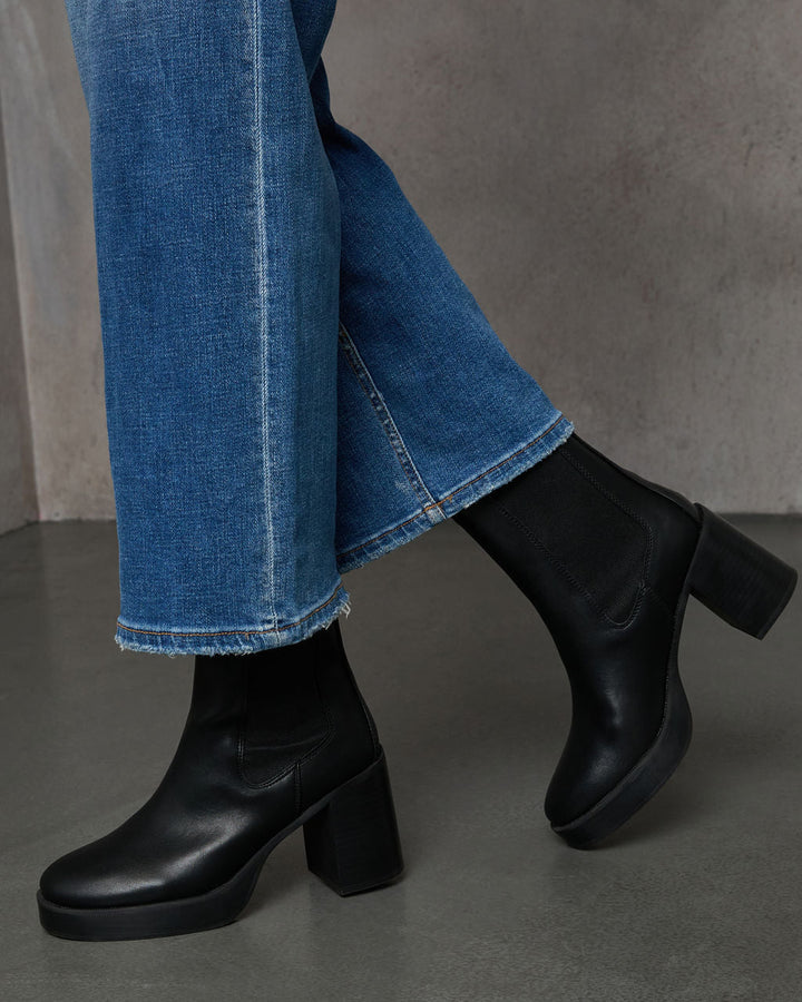 Teo Faux Leather Platform Heeled Boots