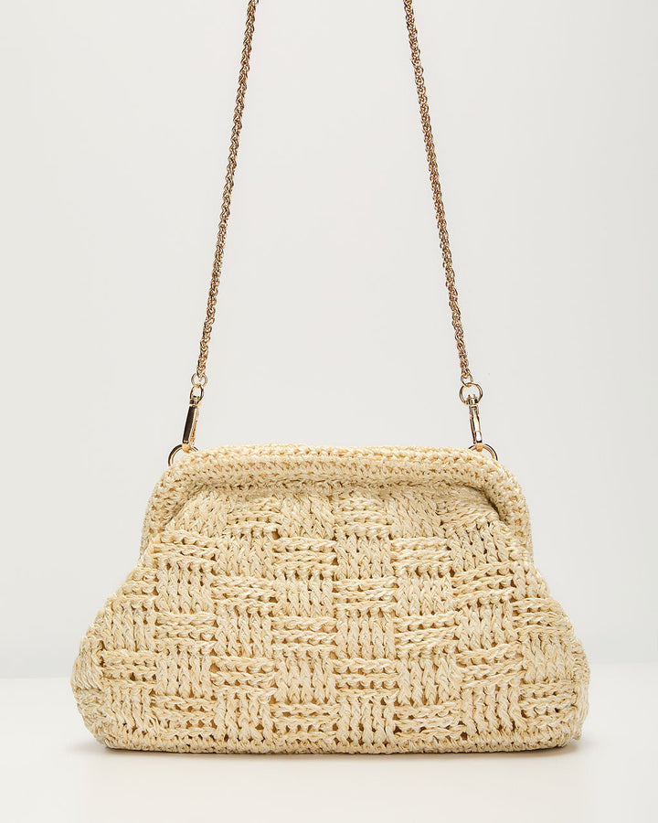 Ruma Woven Straw Pouch Clutch