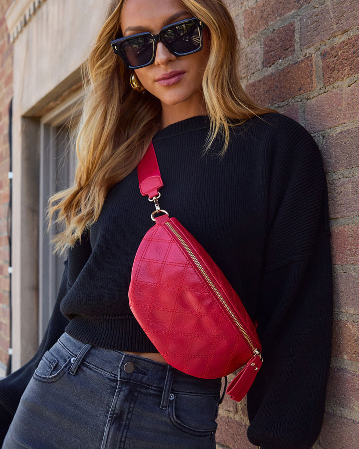 Jenny Faux Leather Belt Bag Red O S