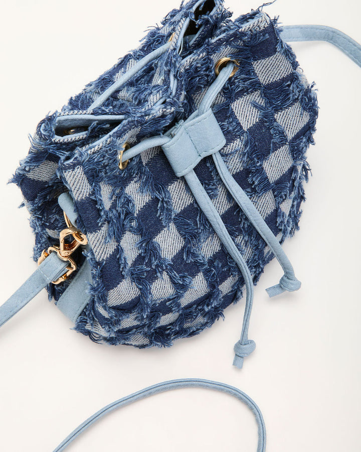 Jolena Checkered Denim Crossbody Bag