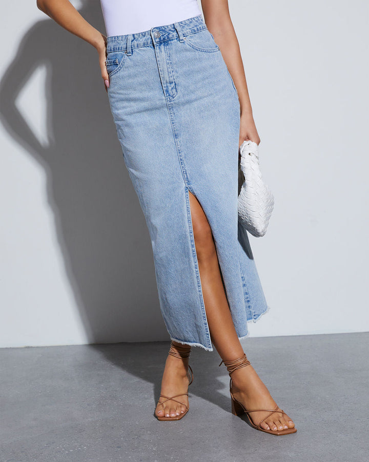 Rizz Denim Midi Skirt Light Denim
