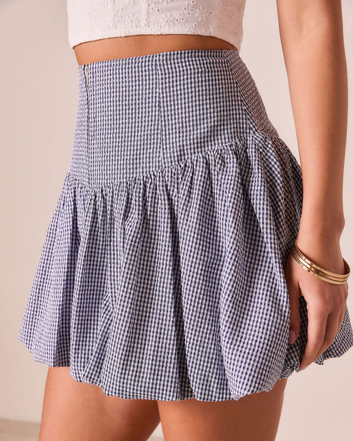 Shellie Gingham Bubble Hem Mini Skirt
