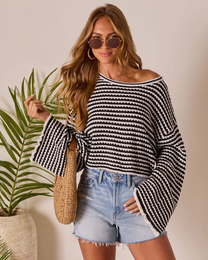 Raymar Contrast Stripe Sweater Black White