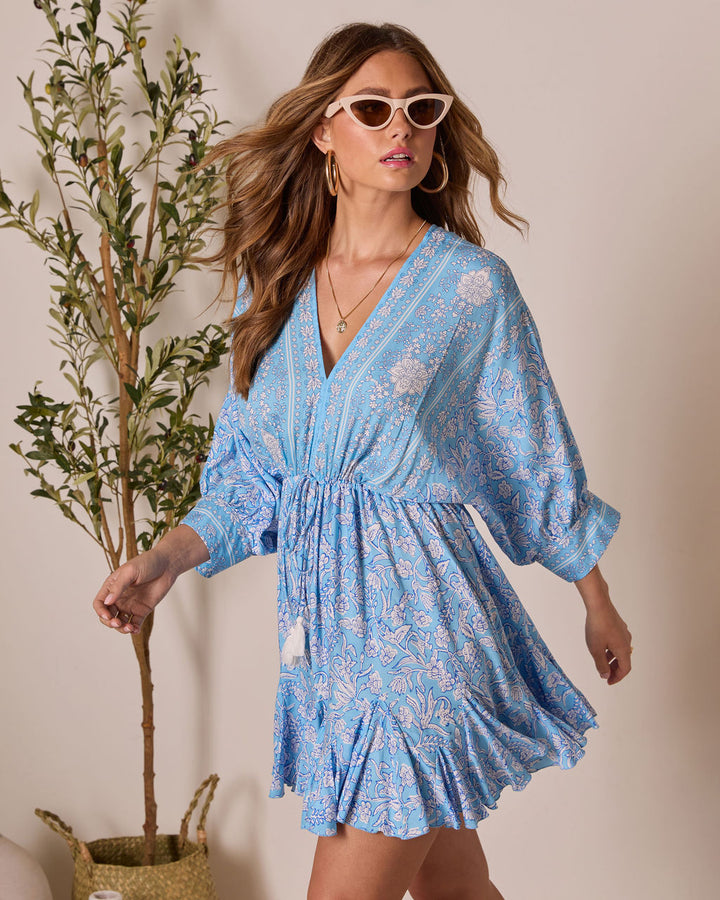 Athena Floral Tassel Tie Mini Dress