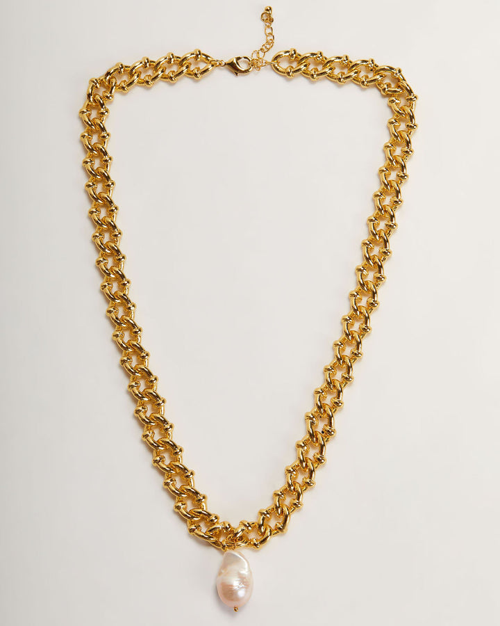 Pearl Pendant 18k Gold Plated Necklace Gold O S