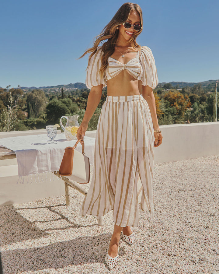 Ginnavive Stripe Puff Sleeve Crop Top