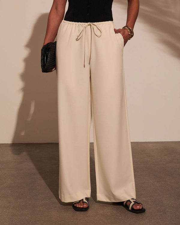 Before Daylight Wide Leg Waist Tie Pants Cream
