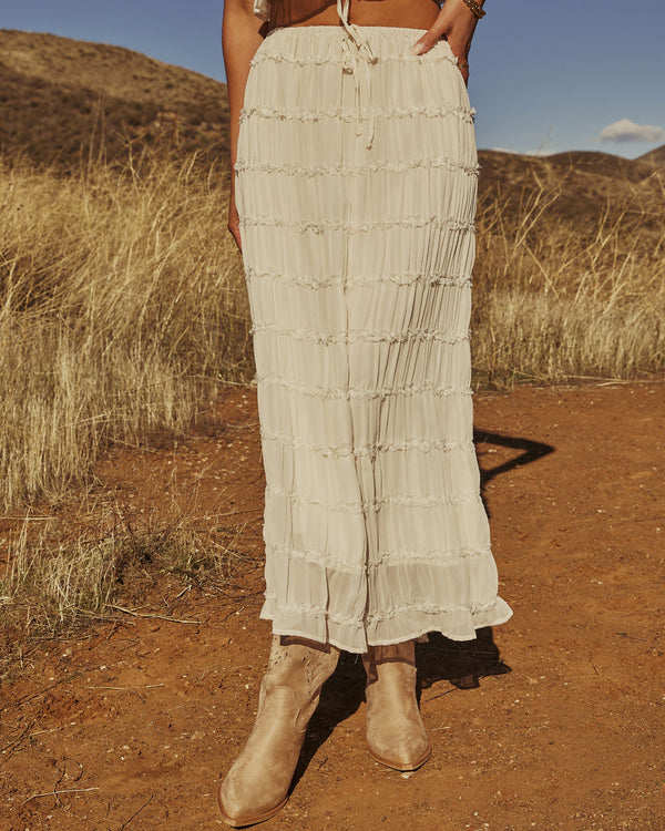 Celestial Haven Chiffon Maxi Skirt Cream