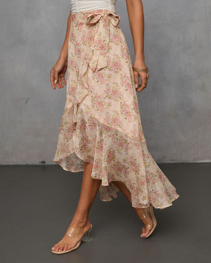 Wildly Radiant Floral Chiffon Wrap Skirt