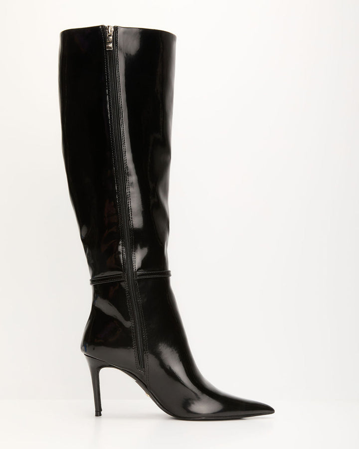 Violetta Patent Leather Heeled Knee High Boots