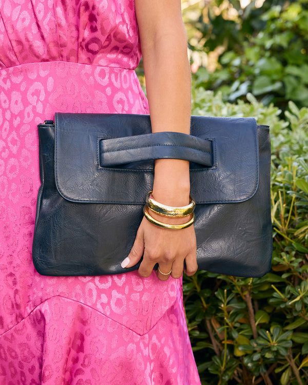 Come With Me Foldover Clutch Navy O S