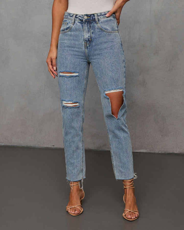 Mila High Rise Distressed Denim Medium Wash