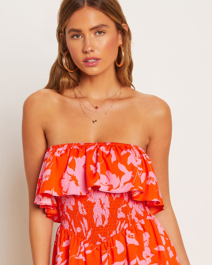 Lilly Floral Smocked Strapless Romper
