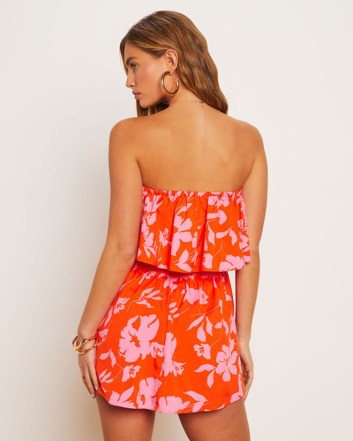 Lilly Floral Smocked Strapless Romper