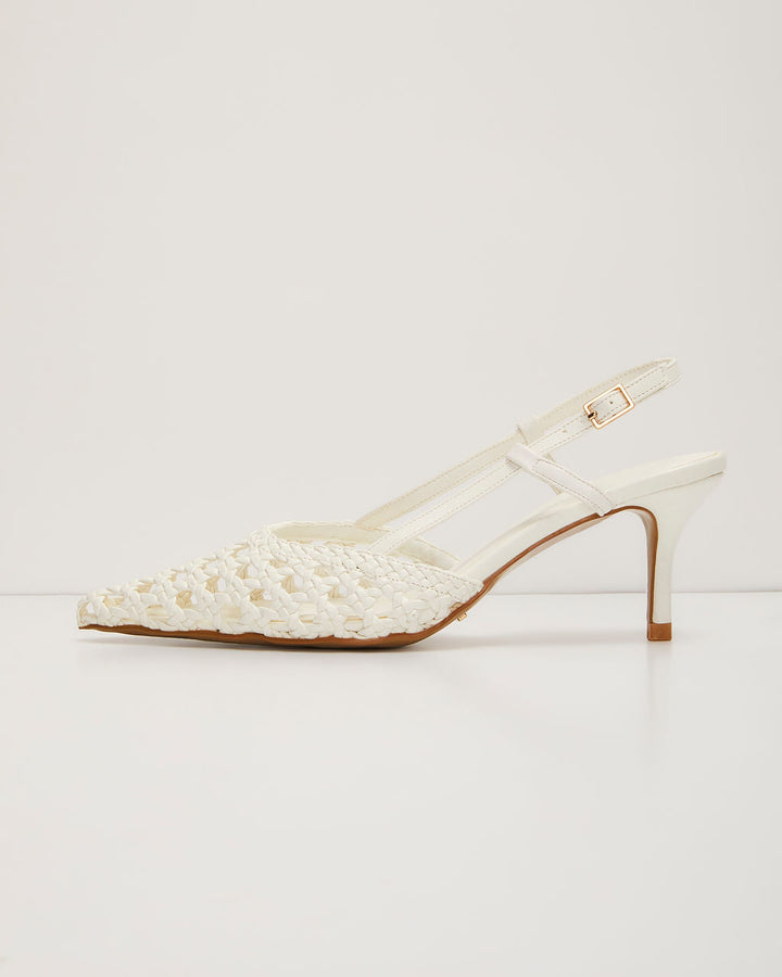 Mira Woven Pointed Toe Slingback Pumps