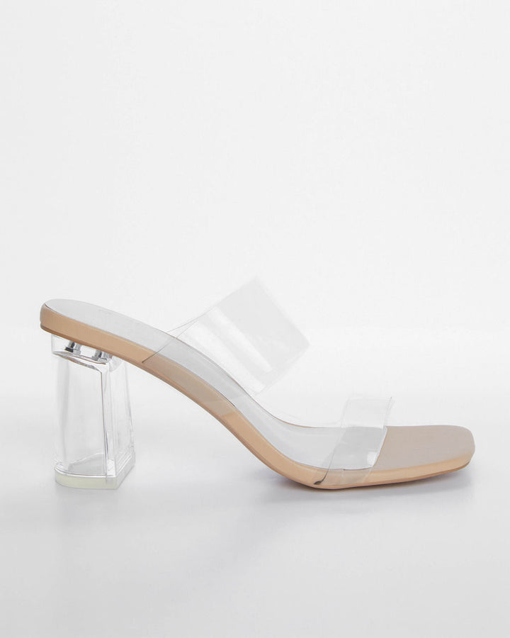 Jodi Clear Block Heel Mules
