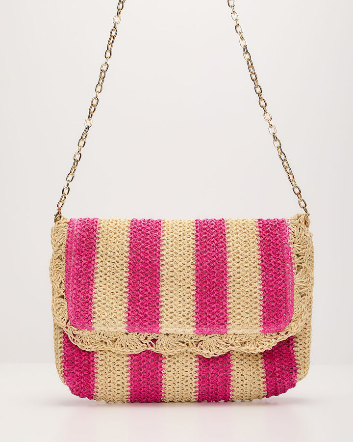 Ferry Striped Straw Clutch