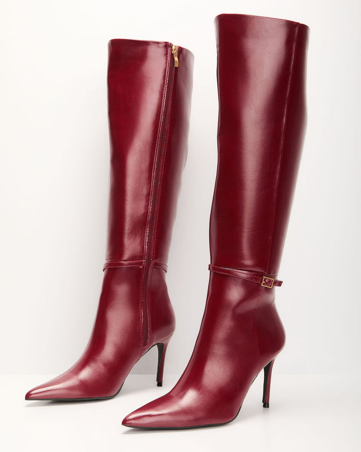 Violetta Patent Leather Heeled Knee High Boots