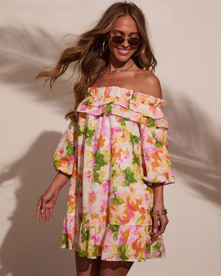 Carefree Dreamer Off The Shoulder Mini Dress