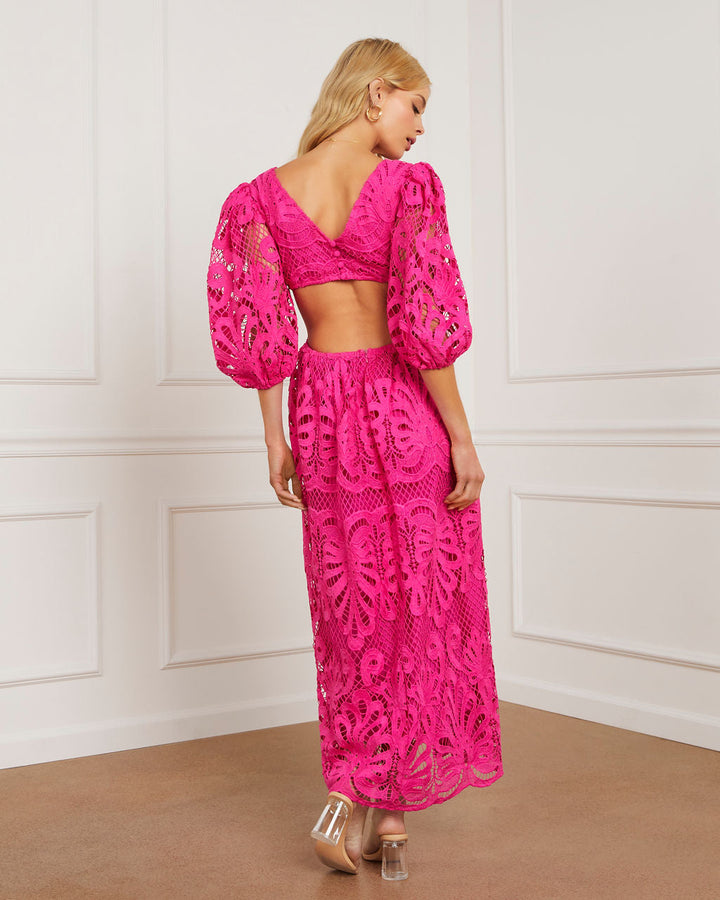 Vivianna Eyelet Maxi Dress Pink