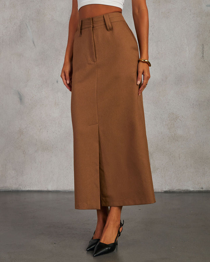 Rita Front Slit Maxi Skirt Mocha