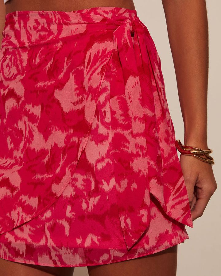 Sangria Sunrise Wrap Mini Skirt