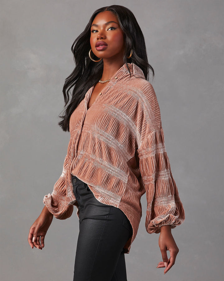 Bette Textured Velvet Button Down Top