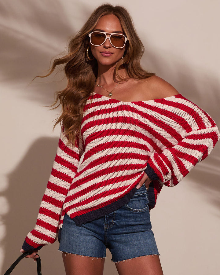 Lighthouse Poet Striped Oversized Sweater