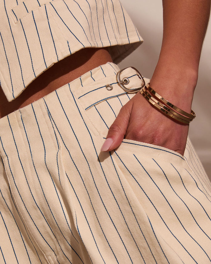 Sailen Belted Pinstripe Shorts