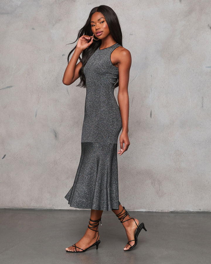 Allira Knit Metallic Mermaid Midi Dress